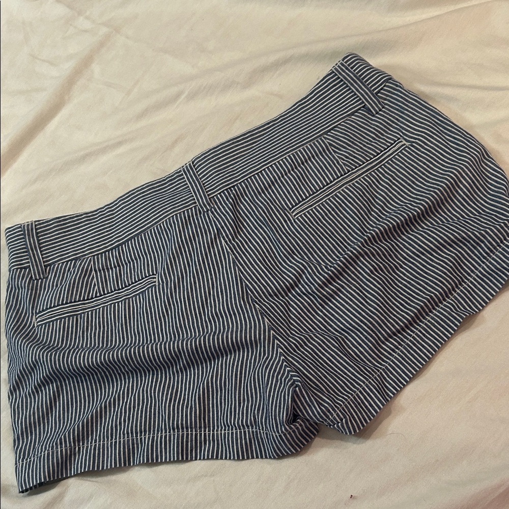 J. Crew Women's Navy and White pin Striped shorts